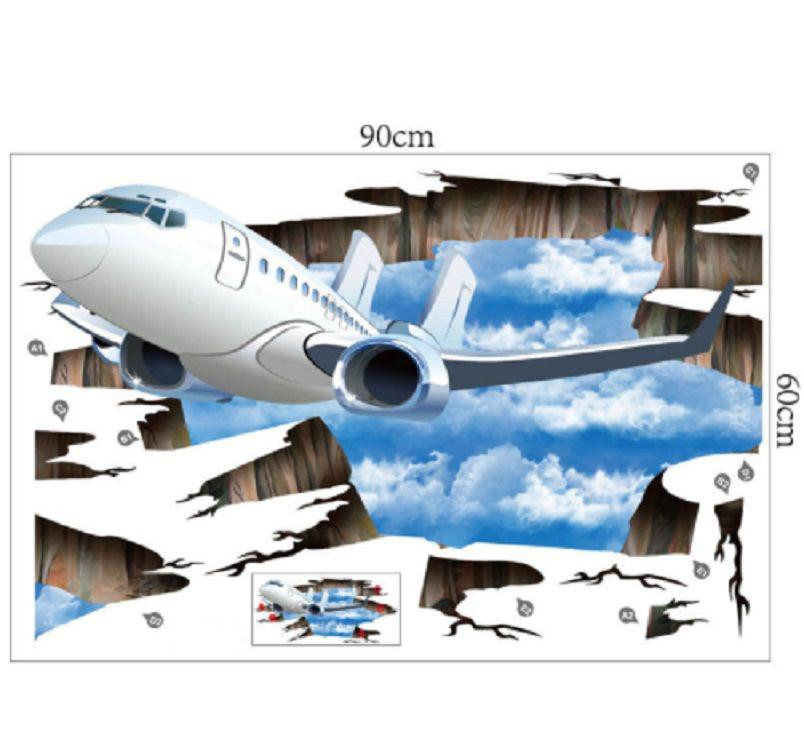 Наклейка на підлогу Літак 60 на 90 см різнобарвний Київ - фото 3