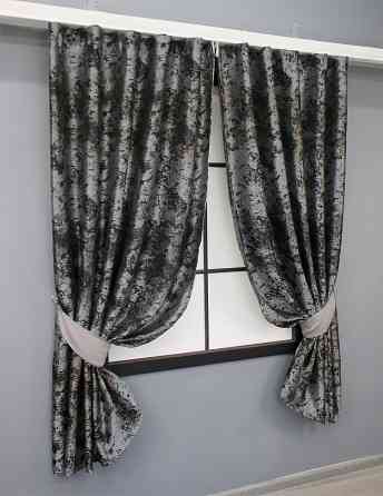 Комплект коротких штор VR-Textil Мармур Al-7 № 1461ш Сірий з чорним і какао 140х170 см 2 шт (35-0278) Київ