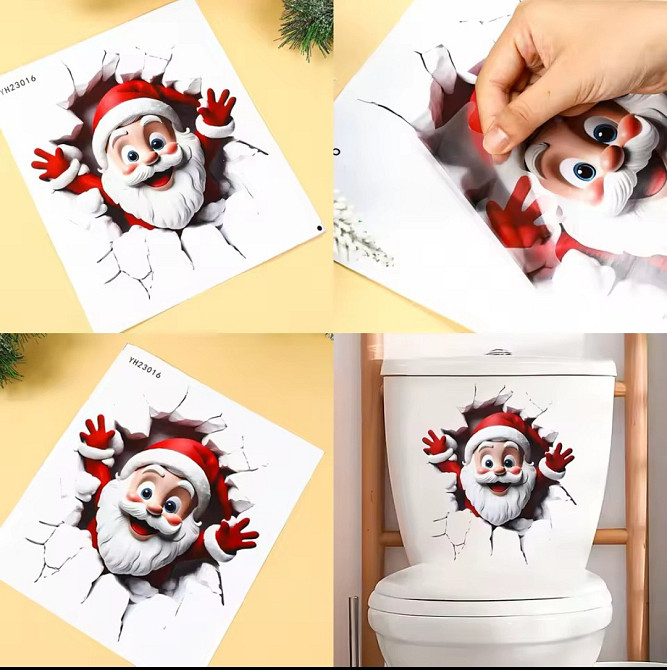 Новорічна наклейка Дід Мороз  26 на 29 см білий Київ - фото 4