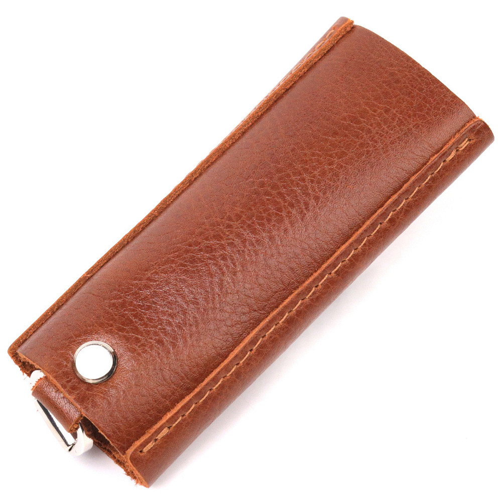 Практичная ключница в глянцевой коже Слава ЗСУ GRANDE PELLE 16720 Светло-коричневая Киев - изображение 2