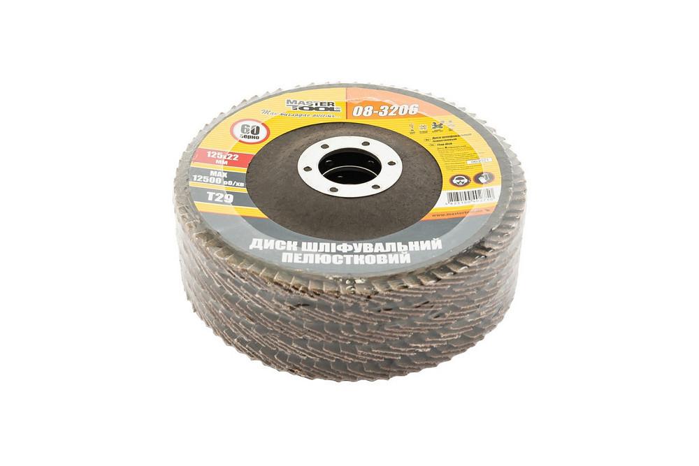 MASTERTOOL Диск шліфувальний пелюстковий конусний MASTERTOOL Т29 зерно 60 125×22 мм 5 шт 08-320 Коломыя - изображение 4