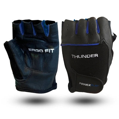 Перчатки для фитнеса PowerPlay 9058 Thunder чорно-сині M (PP_9058_M_Thunder) Винница - изображение 1