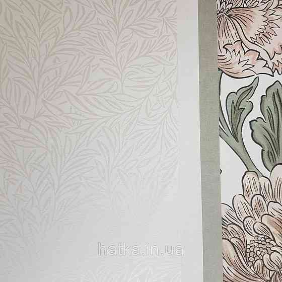 Шпалери флізелінові екологічно чисті Rasch Salisbury 0.53х10 листя гілки маленькі сріблясті на білому Київ