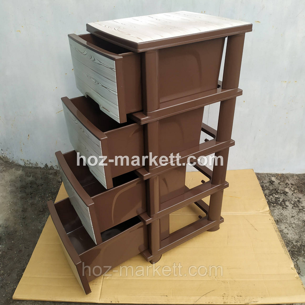 Комод пластиковий на 4 ящики коричневий "Дерево" Харків - фото 7