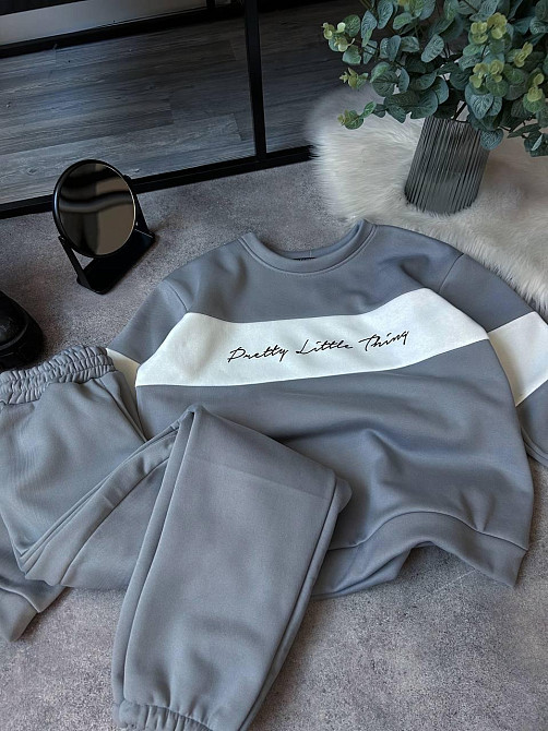 Жіночий стильний теплий костюм двойка тринитка на Флісі Сірий Одеса - фото 1