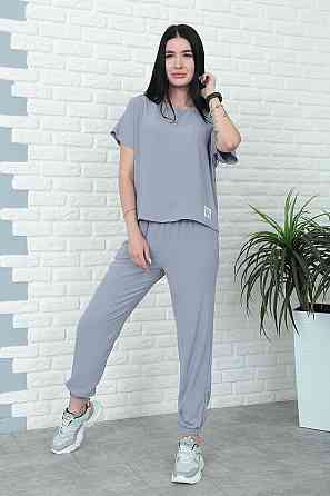 Літній костюм зі штанами на резинці "My day" оптом | Норма і батал Графіт, 50-52 Київ