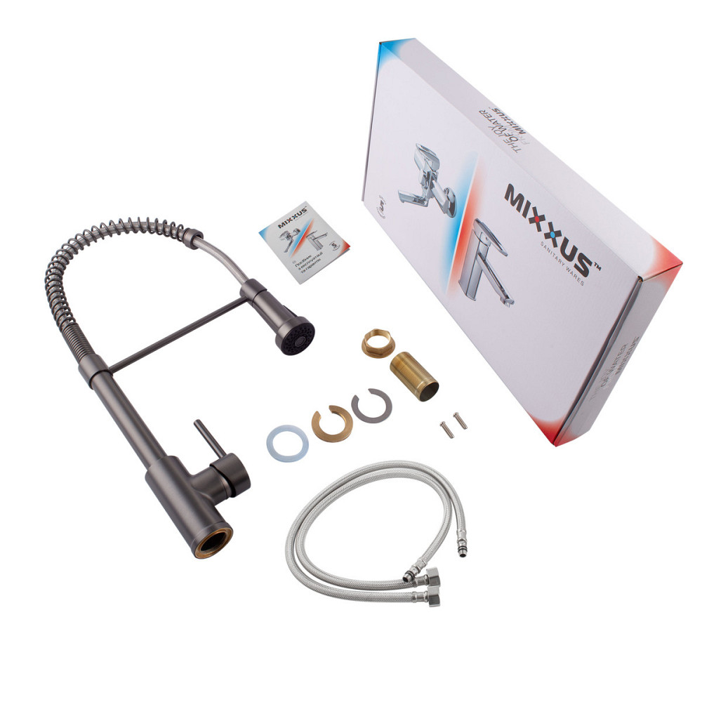 Кухонний змішувач з пружинним виливом Mixxus Premium SPRING 017 GRAPHITE (MI6952) Харків - фото 4