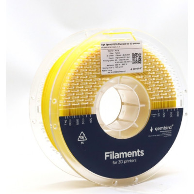 Пластик для 3D-принтера Gembird PETG High Speed, 1.75 мм, 1 кг, yellow (3DP-PETG1.75HY-01-Y) Винница - изображение 2