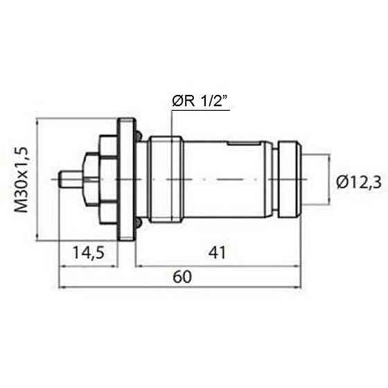Клапан OUTER під термоголовку М30x1,5 панельного радіатора PROFESSIONAL NV-QP 5200 1/2″ЗР (на трубу) (000011407) Київ