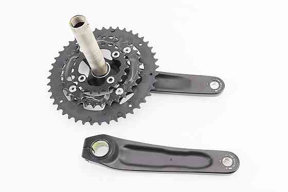 Шатуни "Hollowtech II" 175мм, 44.32.22T MTB+каретка SM-BB52, інтегрована вісь 24мм, алюмінієві, чорні ALIVIO FC-M4060 Київ