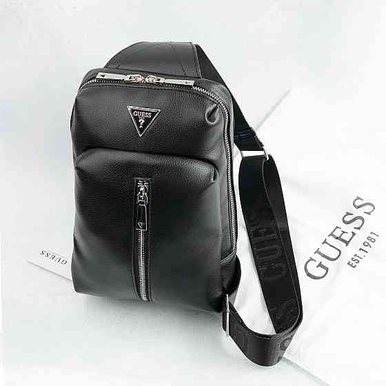 Мужская сумка бананка на пояс и на грудь (слинг) Guess (7517) черная Киев