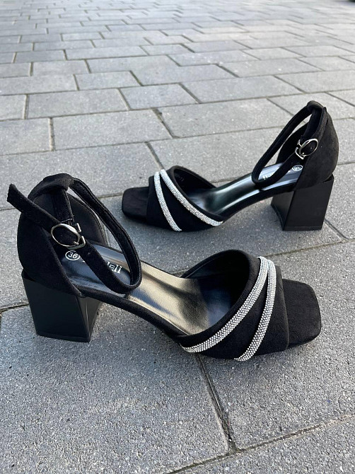 Meideli Красиві чорні босоніжки літні на підборах молодіжні з еко замші MEIDELI H008H-11 р. 36- Киев - изображение 8