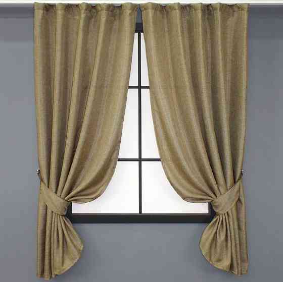 Комплект штор коротких VR-Textil Лен Мешковина № 673ш Капучино 130х170 см 2 шт (35-0016) Киев