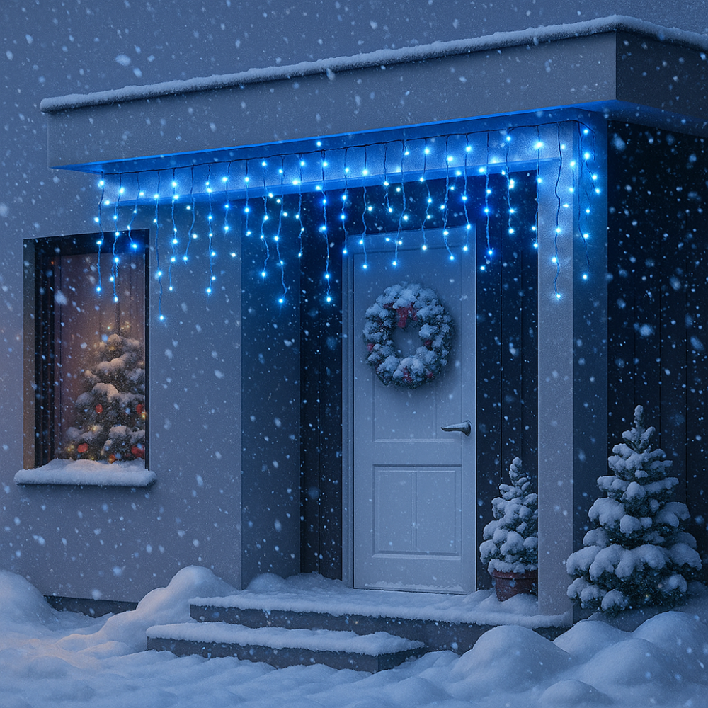 Новорічна гірлянда вулична Бахрома 6 м 105 LED чорний провід Синій 6МBBL Коломыя - изображение 2