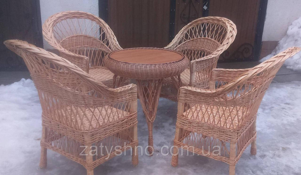 Меблі з лози на чотирьох із круглим столом Київ - фото 1