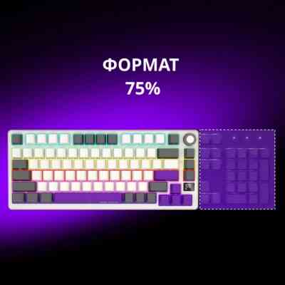 Клавіатура Lorgar KBP7075W Pro RGB Wireless/Bluetooth/USB UA Beige (LRG-KBP7075W-RT-US) Вінниця