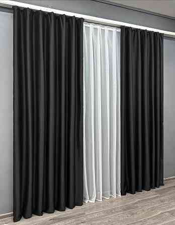 Комплект готових штор VR-Textil Блекаут Midnight № 1165ш Чорний 135х290 см 2 шт (39-910) Київ