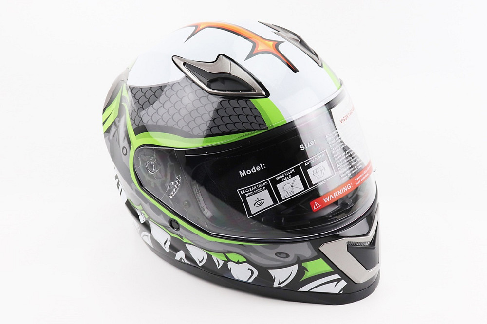 Шолом інтеграл, закритий BLD-M62 М (57-58см), СІРИЙ/НЕОНОВО-ЗЕЛЕНИЙ "T-Rex" Киев - изображение 1