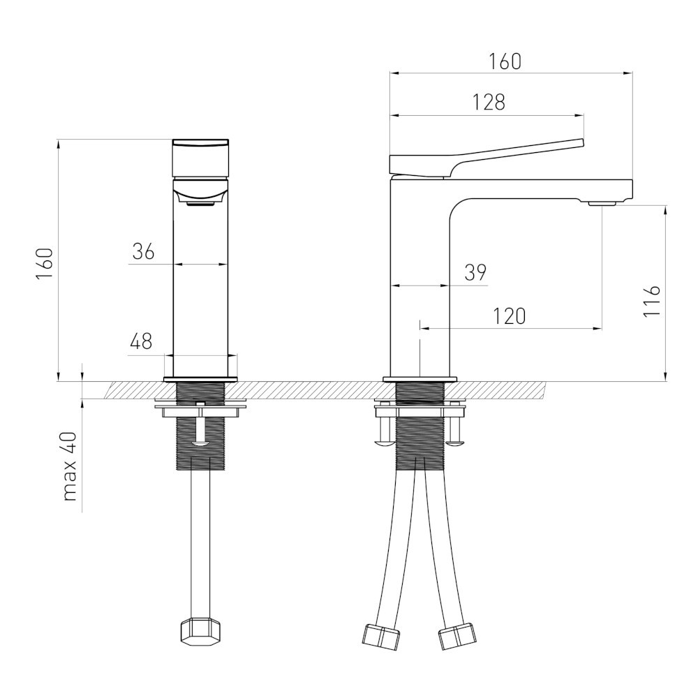 Смеситель для раковины  Volle SOLO pistola gris графит 1510.011105 Киев - изображение 8