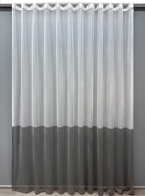 Тюль VR-Textil 1748т Сітка Льон Білий з графітовим 400х270 см (42-0895) Київ - фото 2