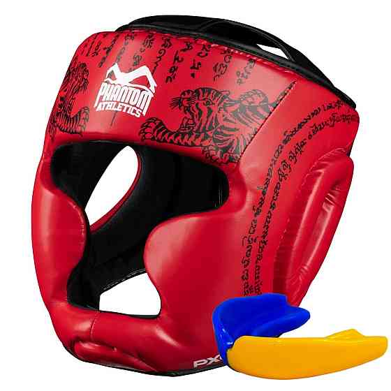Боксерський шолом Phantom Muay Thai Full Face Red (капа в комплекті) Кам'янське