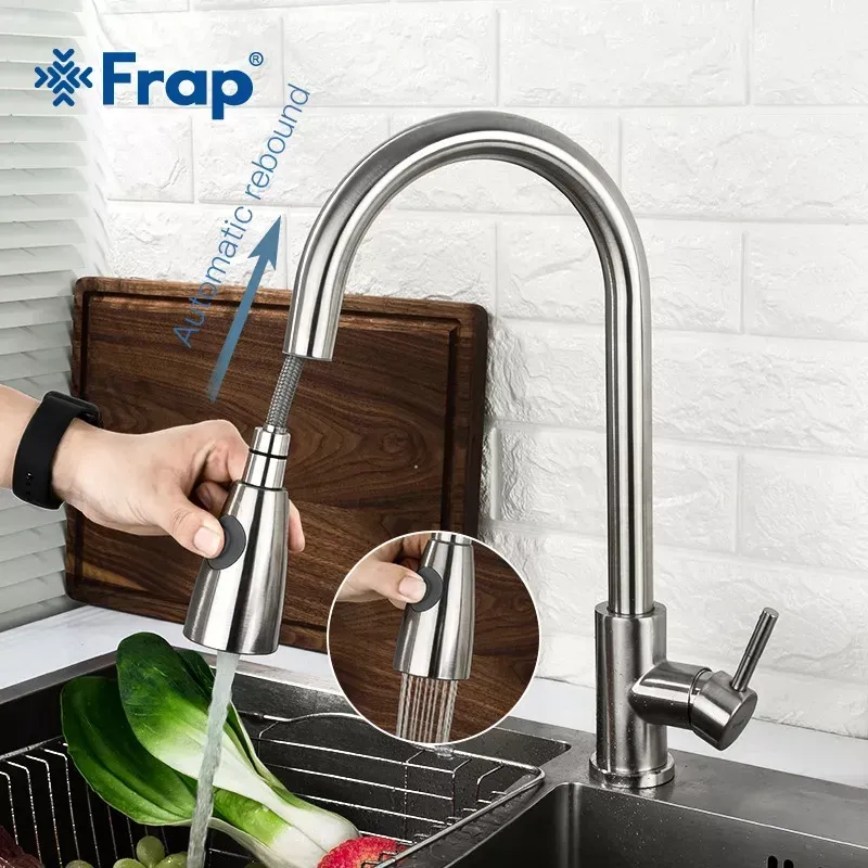 Смеситель для кухни с выдвижным изливом Frap F60899-1 сатин Киев - изображение 2