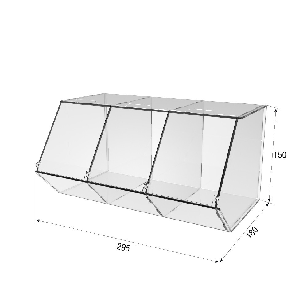 Диспенсер EKOSTAR 295х180х150мм для мармеладов, снеков, орехов 3 ячейки Киев - изображение 3