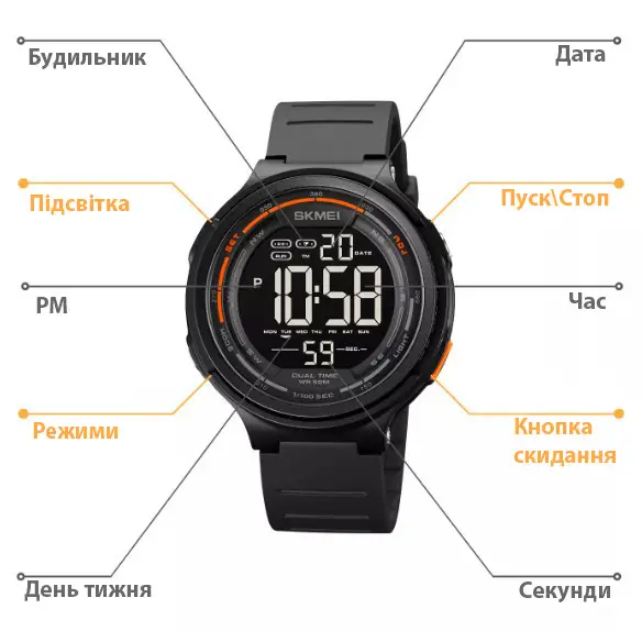 Мужские наручные часы Skmei 1841 Черный Киев - изображение 7