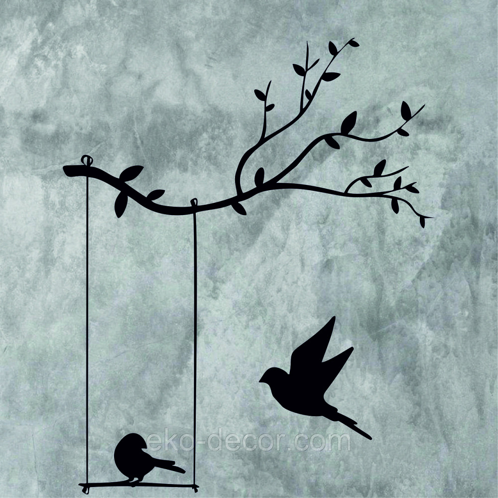 Декоративное настенное Панно «Птички», Декор на стену 70*57 см, Черный Киев - изображение 4