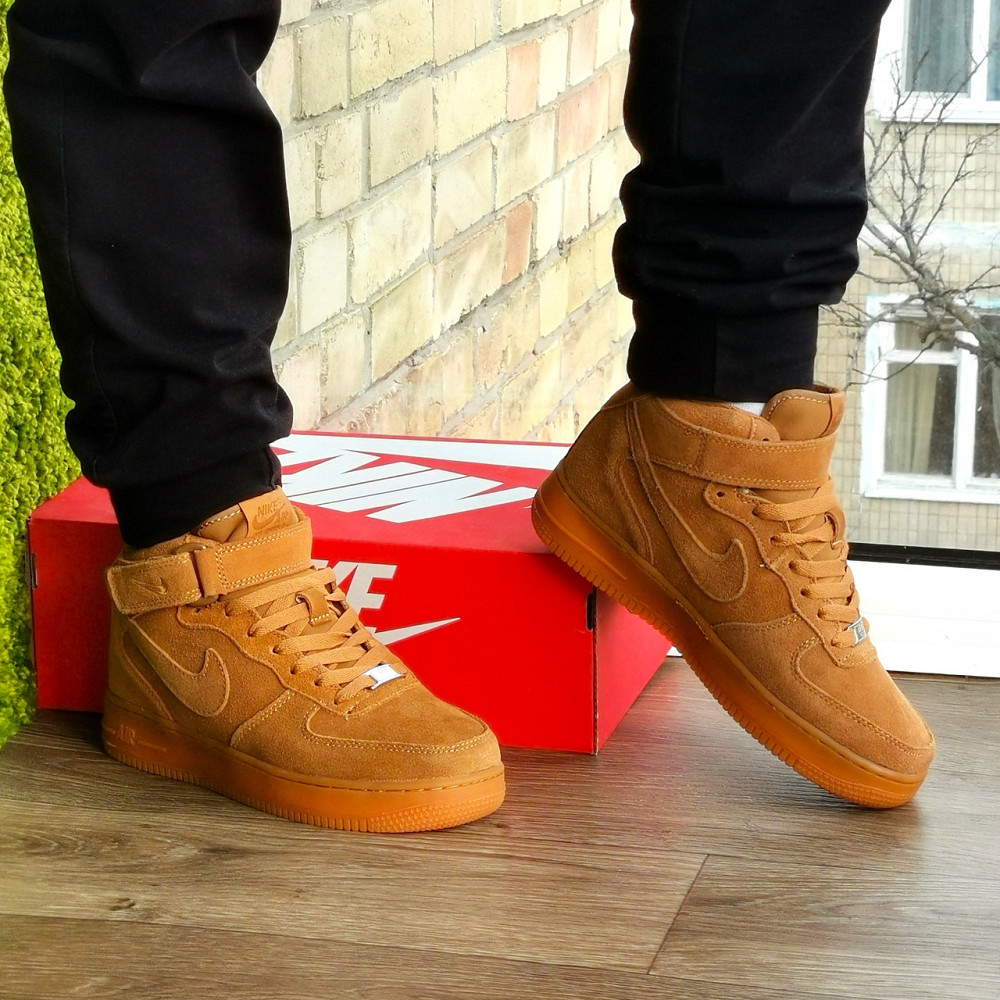 Кросівки Nike Force Високі Руді Жіночі Форси Замшеві Коричневі Найк (розміри: 37,38,39,40,41) Дніпро - фото 10