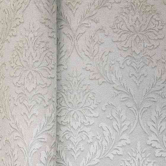 Обои виниловые на флизелине Rasch Raymond 1.06х10 вензель серебристый на светло зеленом 957013 Киев