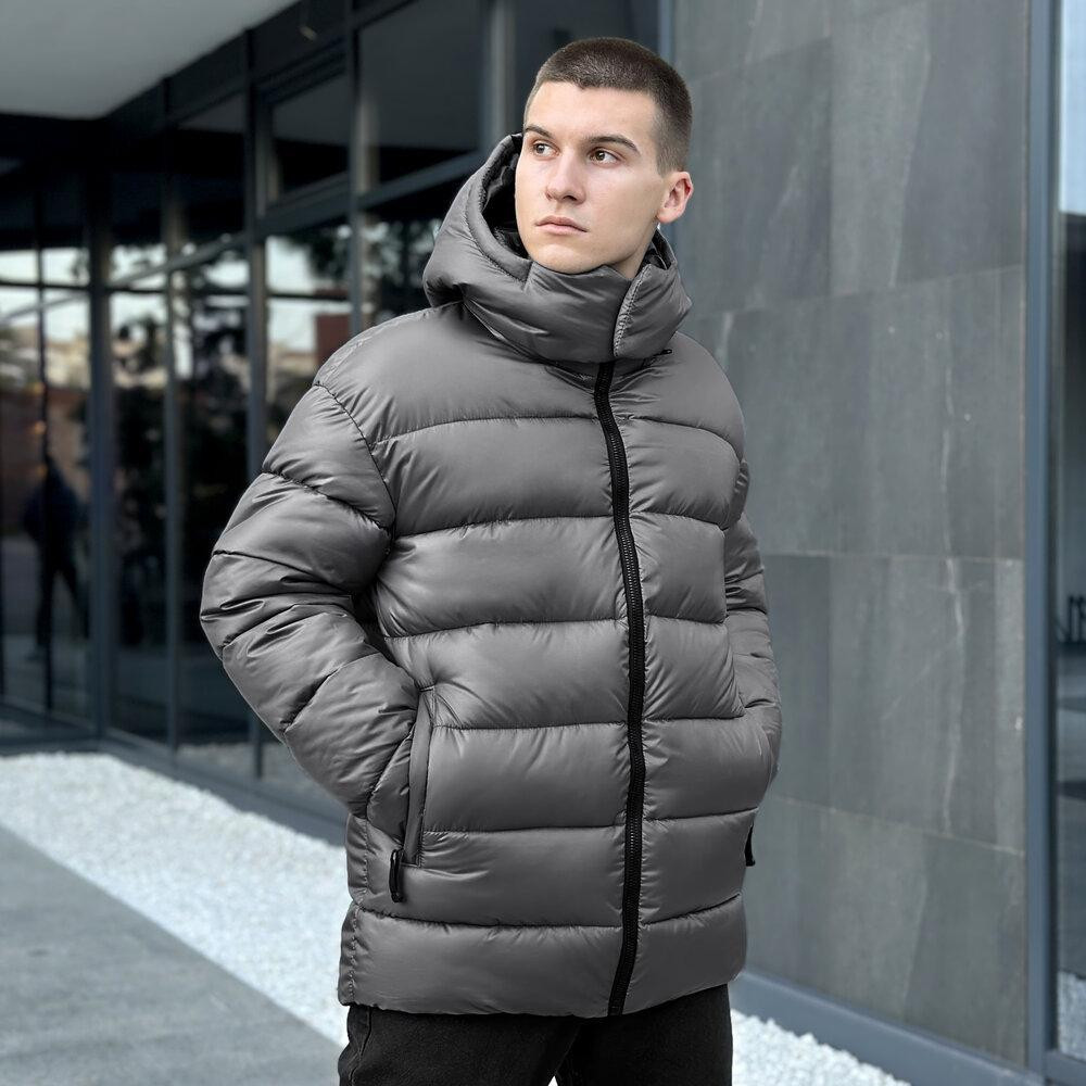 Чоловіча зимова куртка Пуховик Pobedov Snowfall Тепла з капюшоном зима темно-сіра Одеса - фото 4