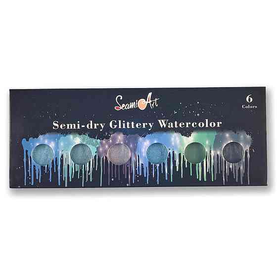 Набір фарб для малювання Seami Art Фарби акварельні з перламутром Сині відтінки Кам'янець-Подільський