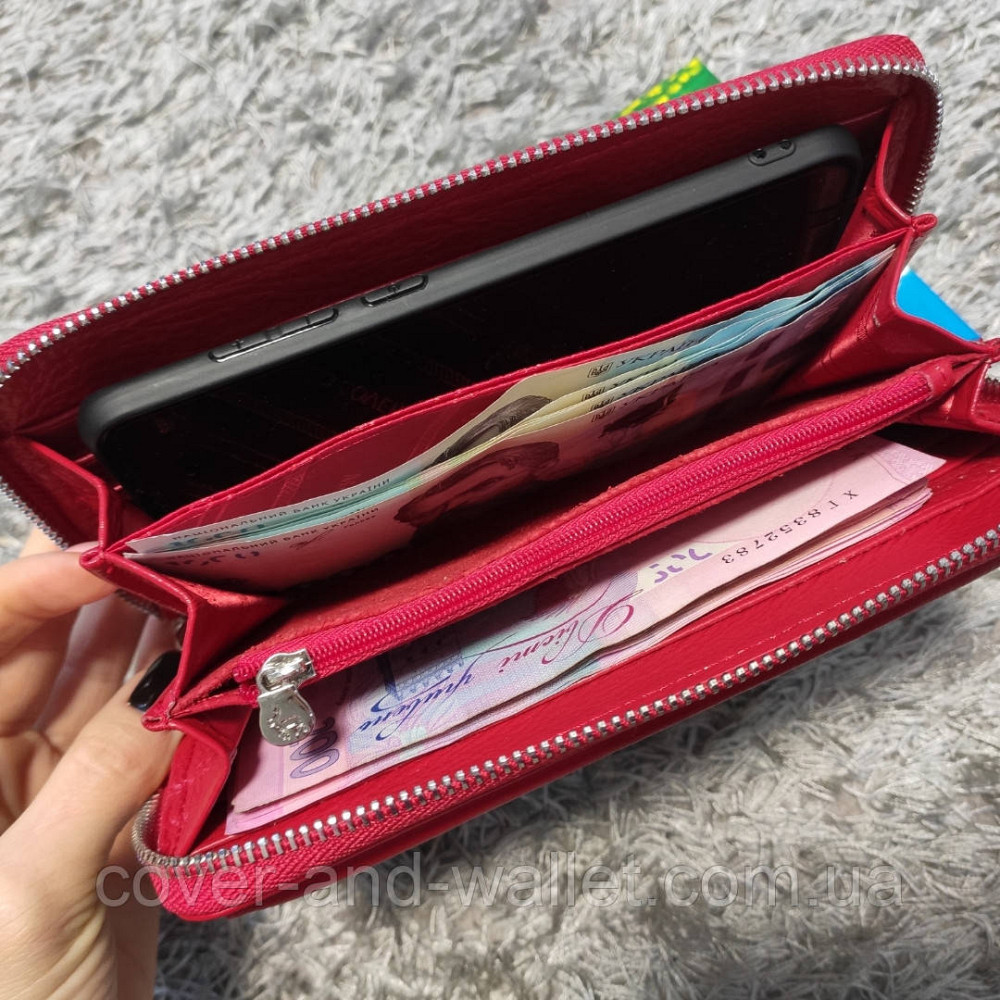 Великий жіночий гаманець клатч на змійці та магнітах червоного кольору Marco Coverna MC 6054 Київ - фото 5