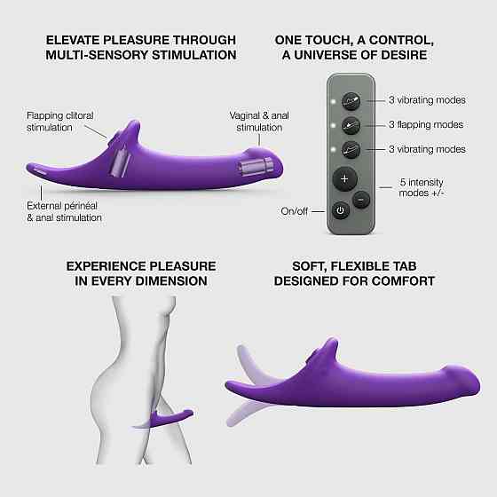 Вибронасадка для страпона с вакуумной стимуляцией Strap-On-Me Multi Orgasm Dildo L Purple Sex Aura Киев