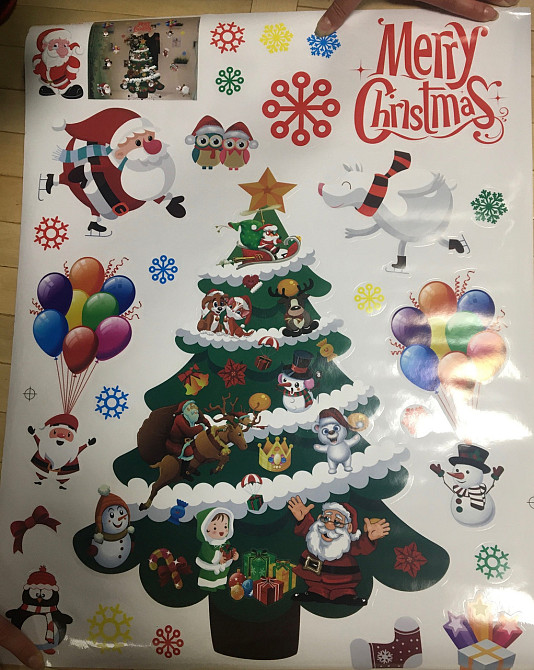 Наклейки на новий рік "Ялинка Marry Christmas" - розмір стікера 50*64см, силікон Київ - фото 3