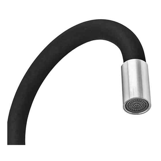 Змішувач для кухні Zerix Rex-011 Chrome Refl.Black з нержавіючої сталі (Колір хром+силіконовий вилив чорний) (ZX6127)   ( 27162 ) Харьков