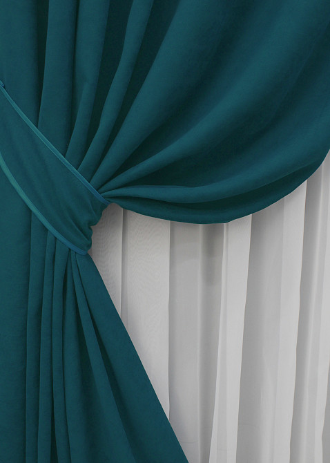 Комплект готовых штор VR-Textil Микровелюр Petek № 1494ш Изумрудный 150х290 см 2 шт (33-0354) Киев - изображение 13