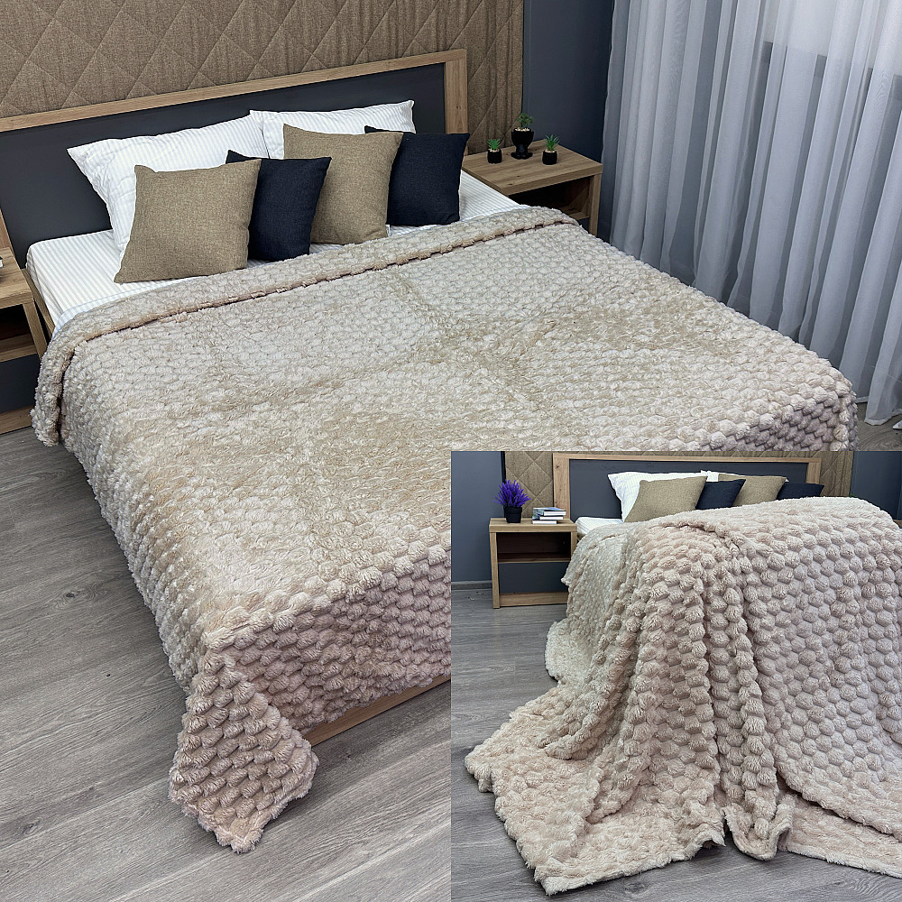 Плед-покривало 210х210 см (+-5см) Соти Світло-бежевий (87-204) Київ - фото 1