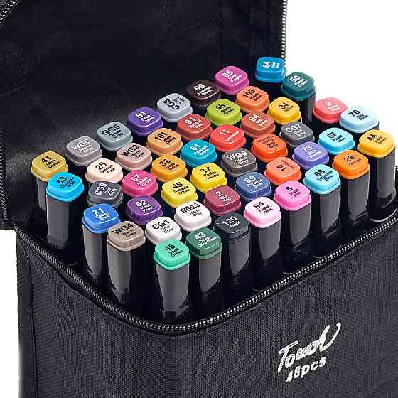 Огромный Набор скетч маркеров 48 цветов Touch Raven для рисования,  в черном чехле Каменец-Подольский