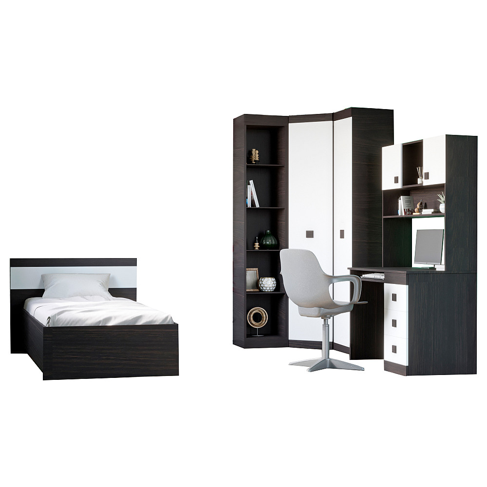 Спальня Дитяча Еверест Соната Комплект 11 (модульна - 6 елементів) венге темний + білий (DTM-2595) Львів - фото 2