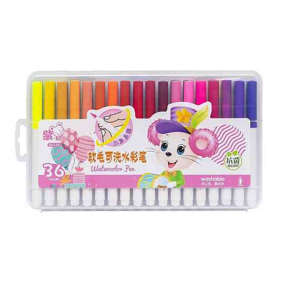 Фломастер - пензлик "Water color pen" 36 кольорів 228-36 у пластиковому боксі Рожевий Вінниця