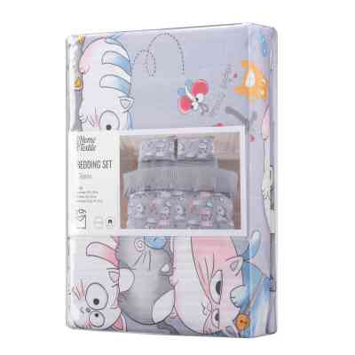 Постельное белье Ardesto Gloria сатин веселые котики, полоска полуторный евро 160х220 (ART1622FC) Винница