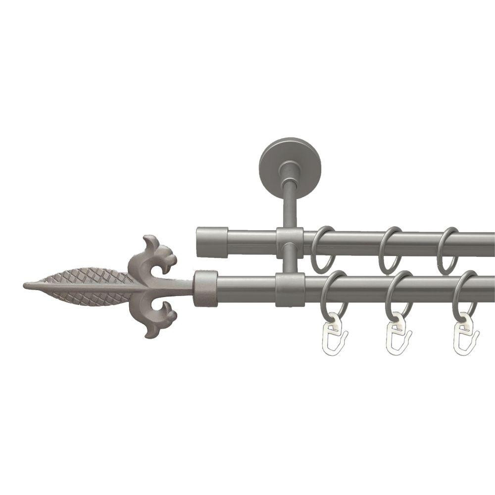 Карниз Orvit Генуя металевий дворядний закритий гладка труба кільце металеве Сатин 16\16 мм 200 см Львов - изображение 1