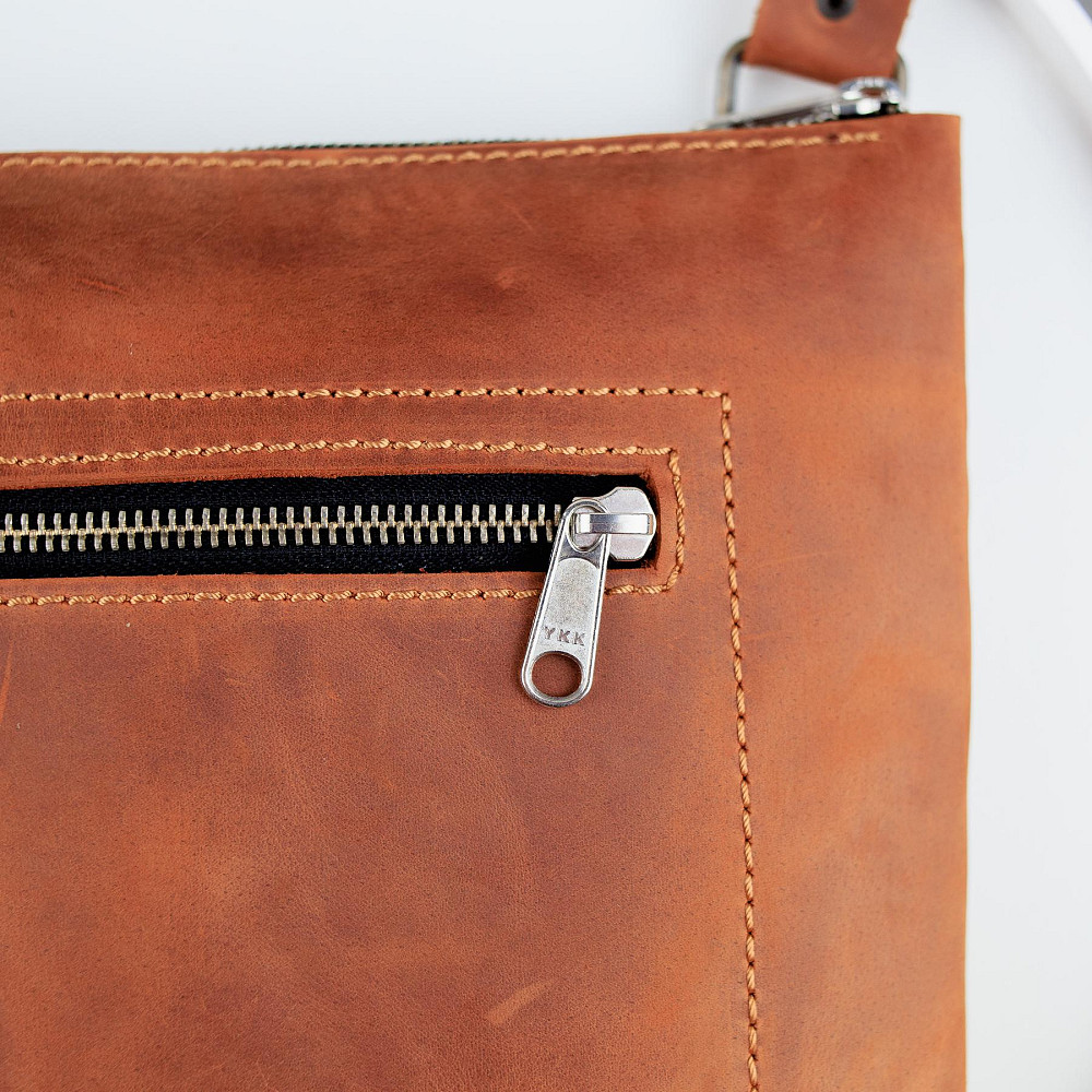 Сумка-месенджер з натуральної шкіри Crazy Horse, через плече (Світло-коричневий) Суми - фото 5