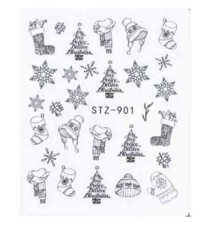 Наклейки на нігті новорічні - розмір наклейки 6*5см, інструкція в описі товару Київ