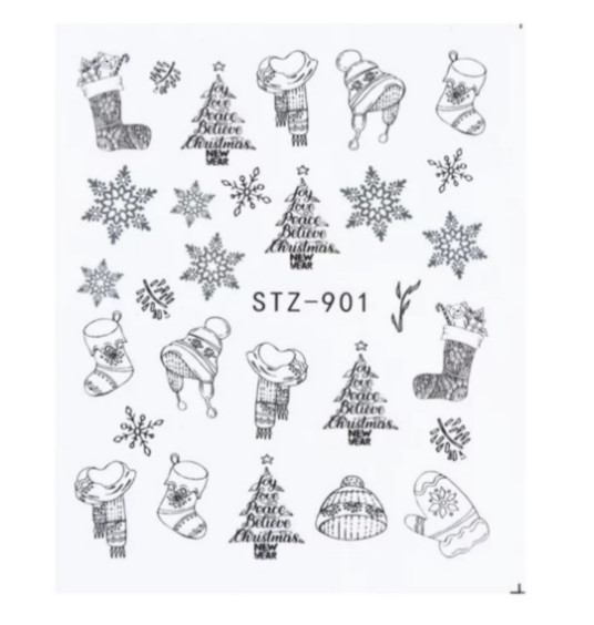 Наклейки на ногти новогодние - размер наклейки 6*5см, инструкция в описании товара Киев - изображение 1