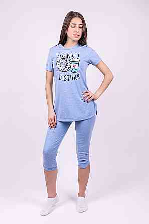 Домашній жіночий комплект (піжама), блакитна Україна топ Крохатушка одяг Київ