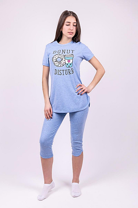 Домашній жіночий комплект (піжама), блакитна Україна топ Крохатушка одяг Київ - фото 1