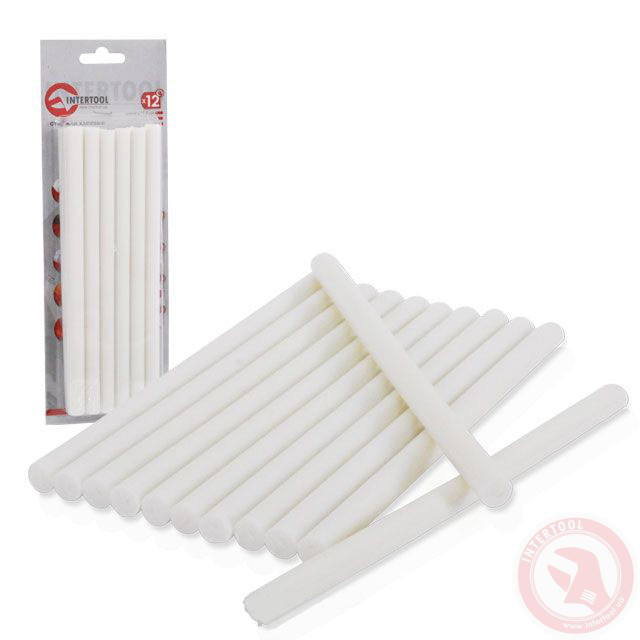 Комплект білих клейових стрижнів 11,2 мм x 200 мм, 12 шт. INTERTOOL RT-1022 Полтава - фото 1